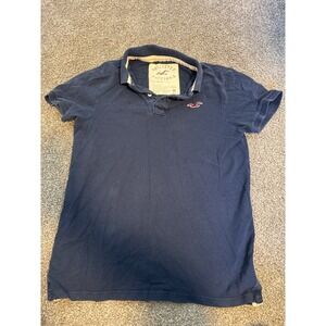 Hollister Polo Shirt Mens Size M Navy Blue Excellent Short Sleeve Cotton Pique